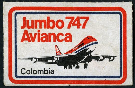 Colombia - 1976 - Vinheta Avianca Jumbo 747 - Sem Valor