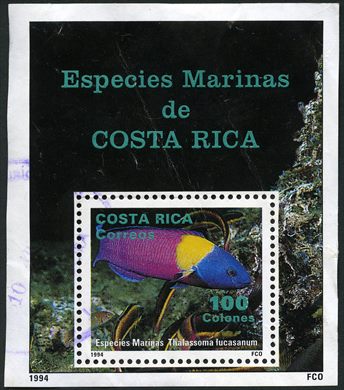 Costa Rica - 1994 - Especies Marinas Thalassoma lucasanum Mini Folha - 100Col
