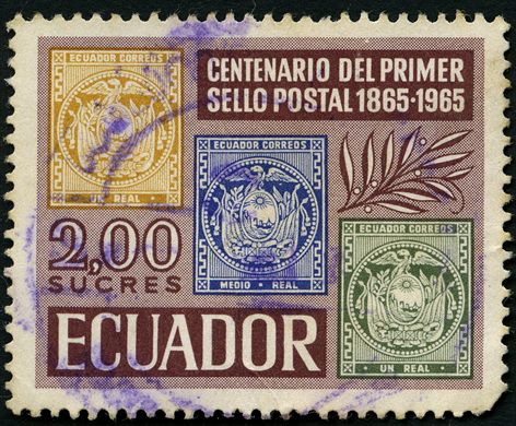 Equador - 1965 - Centenario Primeiro Selo Postal - 2S