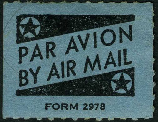Estados Unidos da America (Cinderelas) - Sem Data - Etiqueta Par Avion By Air Mail Form 2978 - Sem Valor