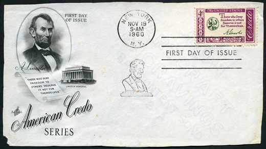 Estados Unidos da America - 1960 - FDC American Credo Lincoln - 4C
