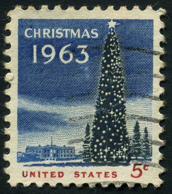 Estados Unidos da America - 1963 - Natal Arvore e Casa Branca - 5C