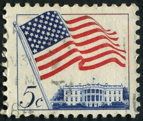 Estados Unidos da America - 1963 - Bandeira e Casa Branca - 5C