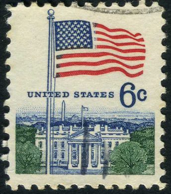 Estados Unidos da America - 1968 - Bandeira sobre Casa Branca - 6C