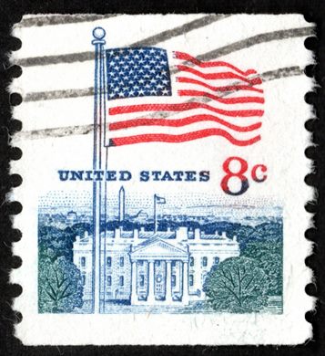 Estados Unidos da America - 1971 - Bandeira e Casa Branca - 8C