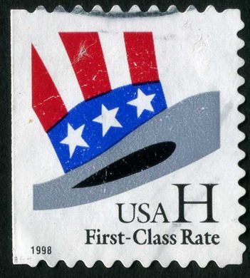 Estados Unidos da America - 1998 - USA H First-Class Rate Chapeu Tio Sam - Sem Valor