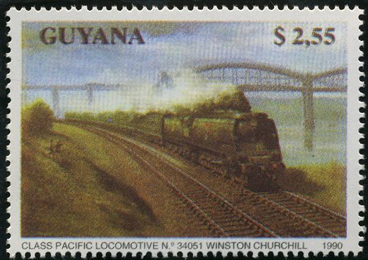 Guiana - 1990 - Locomotivas a Vapor - Great Western 4-6-0 Grange Class No 6861 - 2.55D
