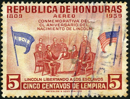 Honduras - 1959 - 150 Anos do Nascimento de Lincoln - Lincoln Libertando os Escravos - 5C