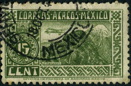 Mexico - 1934 - Correo Aereo Aviao e Vulcoes - 15C