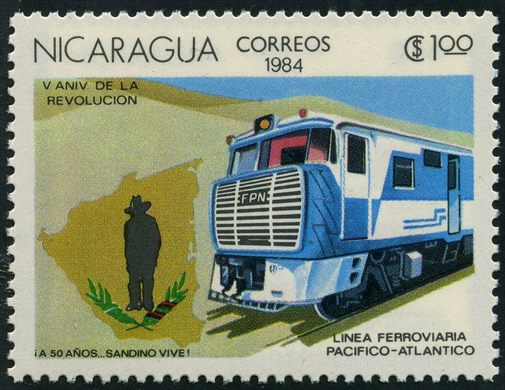 Nicaragua - 1984 - V Aniversario da Revolucao Linha Ferroviaria - 1C00