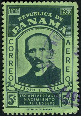 Panama - 1955 - 150 Aniversario Nascimento de Lesseps Pedro J Sosa - 5C