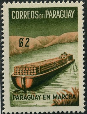 Paraguai - 1961 - Paraguay en Marcha - Barca de Troncos - 2G