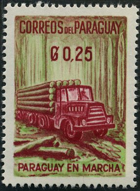 Paraguai - 1961 - Paraguay en Marcha - Camiao de Troncos - 0.25G