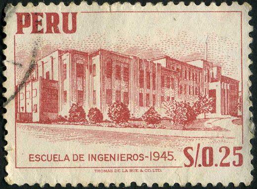 Peru - 1952 - Definitivos - Escuela de Ingenieros 1945 - 0.25S