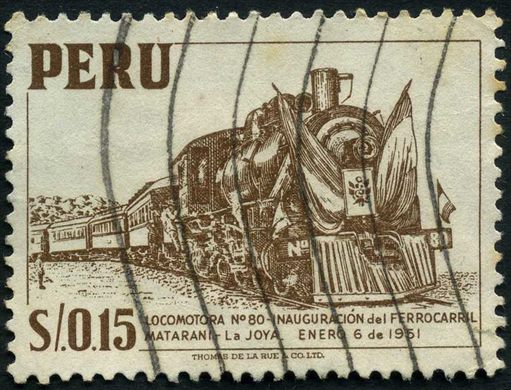 Peru - 1952 - Locomotora Ferrocarril Matarani La Joya - 0.15S