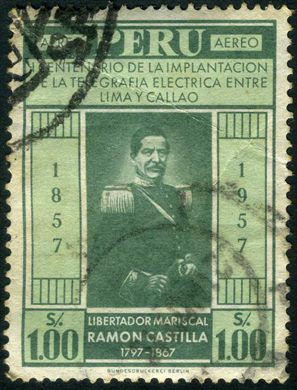 Peru - 1957 - Telegrafia Lima Callao Ramon Castilla - 1S