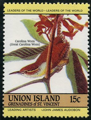 Sao Vicente e Granadinas (Ilha da Uniao) - 1985 - Aves Audubon Carolina Wren - 15C
