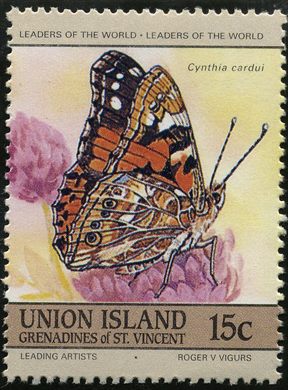 Sao Vicente e Granadinas (Ilha da Uniao) - 1985 - Borboletas Cynthia cardui - 15C