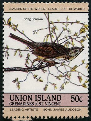 Sao Vicente e Granadinas (Ilha da Uniao) - 1985 - Aves Audubon Song Sparrow - 50C