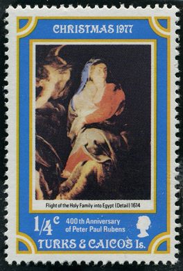 Turcas e Caicos - 1977 - Natal Rubens Fuga para o Egito 1614 - 0.25C
