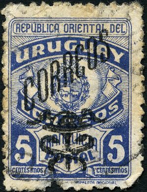 Uruguai - 1947 - Sobrecarga Correos Caduceu - 5C