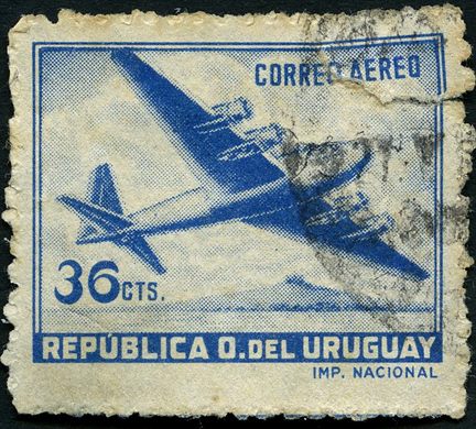 Uruguai - Sem Data - Correio Aereo Quadrimotor Azul - 50C