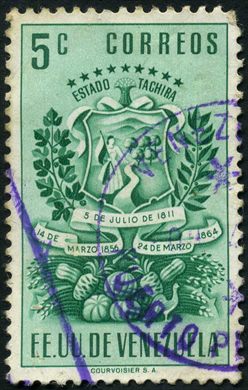 Venezuela (Estados Unidos) - 1951 - Brasao dos Estados - Tachira - 5C