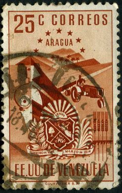Venezuela (Estados Unidos) - 1951 - Brasao dos Estados - Aragua - 25C