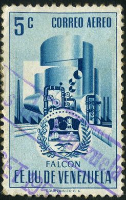 Venezuela (Estados Unidos) - 1951 - Brasao dos Estados - Aereo - Falcon - 5C