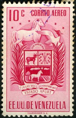 Venezuela (Estados Unidos) - 1951 - Brasao dos Estados - Aereo - Apure - 10C