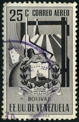 Venezuela (Estados Unidos) - 1951 - Brasao dos Estados - Aereo - Bolivar - 25C