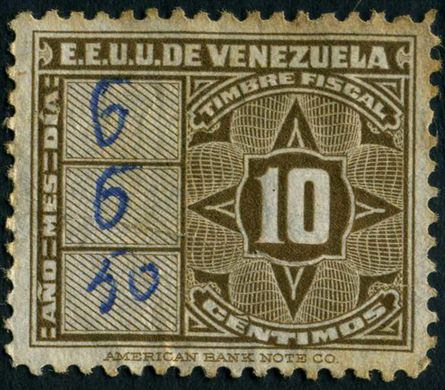 Venezuela (Fiscal) - Sem Data - Timbre Fiscal - 10C