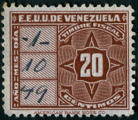 Venezuela (Fiscal) - Sem Data - Timbre Fiscal - 20C