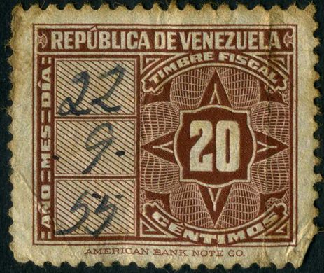 Venezuela (Fiscal) - Sem Data - Timbre Fiscal - 20C
