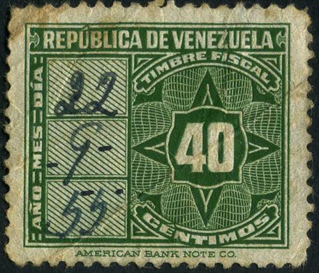 Venezuela (Fiscal) - Sem Data - Timbre Fiscal - 40C