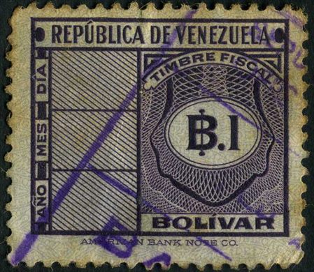 Venezuela (Fiscal) - Sem Data - Timbre Fiscal - 1Bs