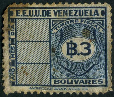 Venezuela (Fiscal) - Sem Data - Timbre Fiscal - 3Bs