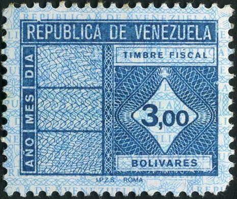Venezuela (Fiscal) - Sem Data - Timbre Fiscal - 3Bs