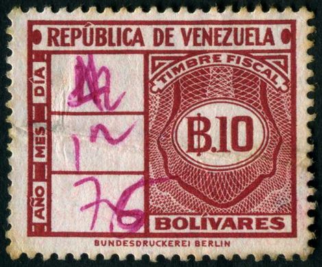 Venezuela (Fiscal) - Sem Data - Timbre Fiscal - 10Bs