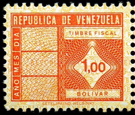 Venezuela (Fiscal) - Sem Data - Timbre Fiscal - 1Bolivar