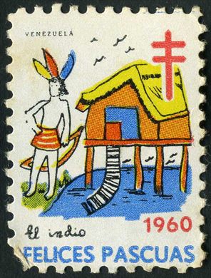 Venezuela (Vinhetas) - 1960 - Vineta Antituberculosis Felices Pascuas El Indio - Sem Valor