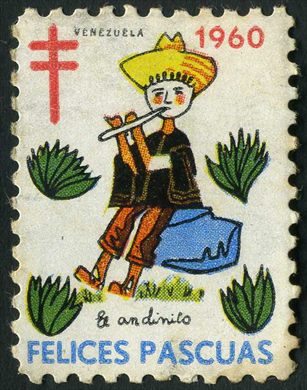 Venezuela (Vinhetas) - 1960 - Vineta Antituberculosis Felices Pascuas El Andinito - Sem Valor