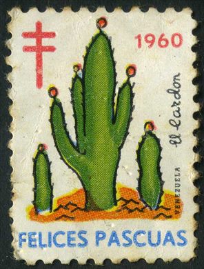 Venezuela (Vinhetas) - 1960 - Vineta Antituberculosis Felices Pascuas El Cardon - Sem Valor