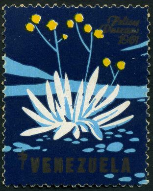 Venezuela (Vinhetas) - 1961 - Vineta Antituberculosis Felices Pascuas Flora - Sem Valor