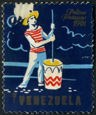 Venezuela (Vinhetas) - 1961 - Vineta Antituberculosis Felices Pascuas Pilando - Sem Valor
