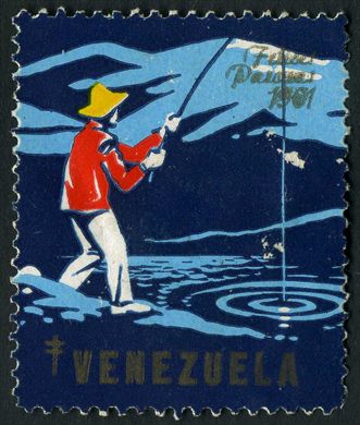 Venezuela (Vinhetas) - 1961 - Vineta Antituberculosis Felices Pascuas Pescador - Sem Valor