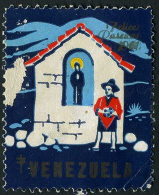 Venezuela (Vinhetas) - 1961 - Vineta Antituberculosis Felices Pascuas Capela - Sem Valor