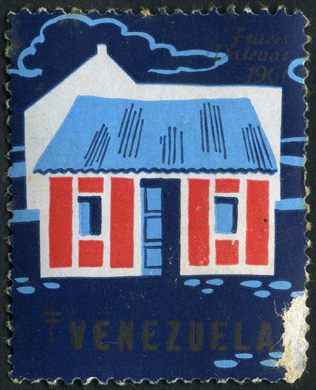 Venezuela (Vinhetas) - 1961 - Vineta Antituberculosis Felices Pascuas Casa Tradicional - Sem Valor