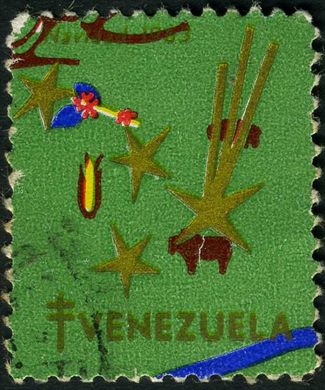 Venezuela (Vinhetas) - 1963 - Vineta Antituberculosis Navidad Estrelas e Presepio - Sem Valor