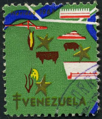 Venezuela (Vinhetas) - 1963 - Vineta Antituberculosis Navidad Barcos e Animais - Sem Valor